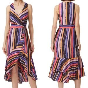 Great Jones Vibrant Orchid Wrap Dress Colorful Midi Sleeveless Womens Size Small